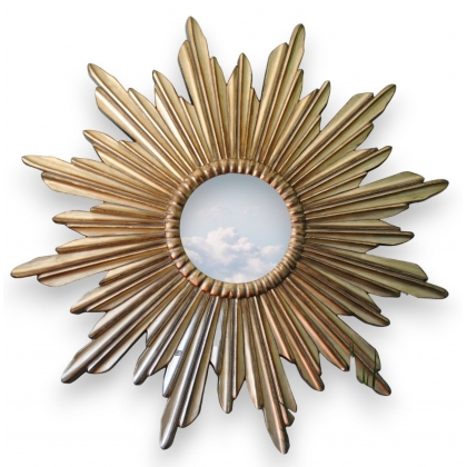  Miroir soleil en résine moulée dorée sur  Moinat SA  - Antiquités décoration