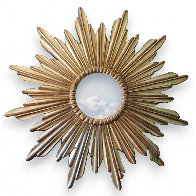  Miroir soleil en résine moulée dorée sur  Moinat SA  - Antiquités décoration
