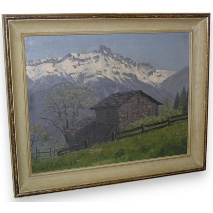 Tableau \"Chalet devant la Dent de Morcles\"