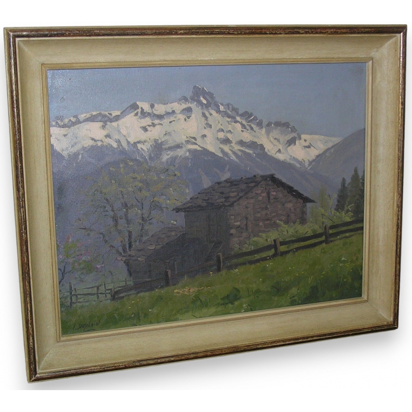 Paintings | Painting: ‘Chalet in front of Les Diablerets’, Moinat SA  – Antiques and home décor