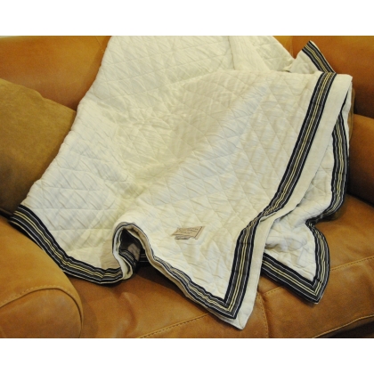 White Lexington throw with blue stripes at  Moinat SA  - Antiques and home décor