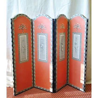 Pink 4-panel folding screen by Moinat SA – Antiques and home décor