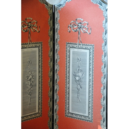 Pink 4-panel folding screen by Moinat SA – Antiques and home décor