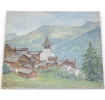 Tableau "Grimentz", signé SOKOLOFF.