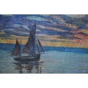 Paintings | Oil on canvas ‘Boats’, signed R. Moinat SA  – Antiques and home décor