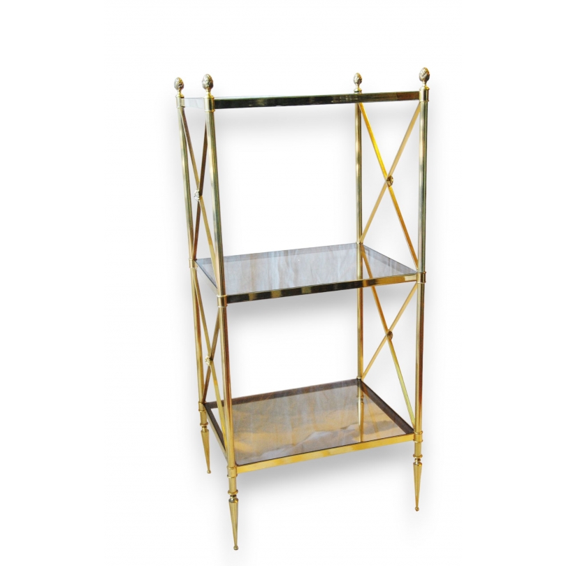  Etagère à 3 plateaux en laiton et verre sur  Moinat SA  - Antiquités décoration