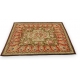 Tapis AUBUSSON, fond rouge et beige.