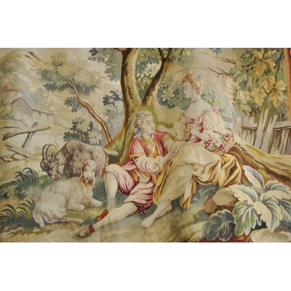  Tapisserie AUBUSSON scène champêtre sur  Moinat SA  - Antiquités décoration