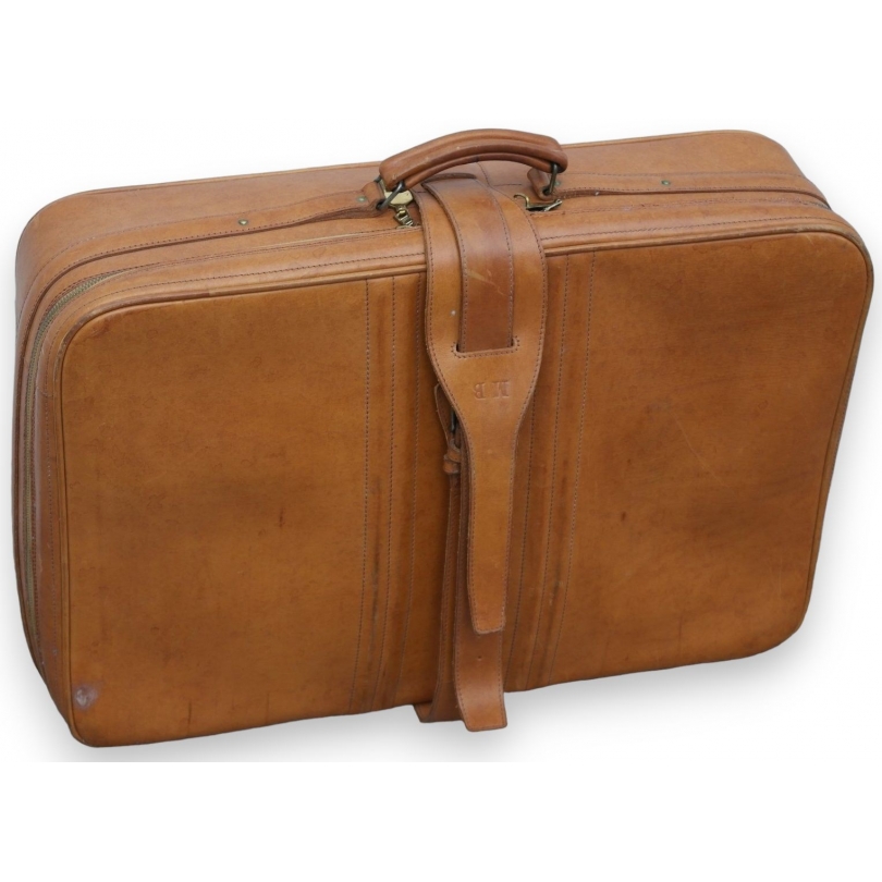 "Homa" Havana leather suitcase with initials, by Moinat SA – Antiques and home décor