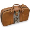  Valise en cuir Havane avec bandeau en sur  Moinat SA  - Antiquités décoration
