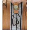  Valise en cuir Havane avec bandeau en sur  Moinat SA  - Antiquités décoration