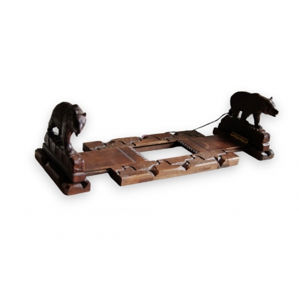 Serre-livres \"Ours\" en bois sculpté de