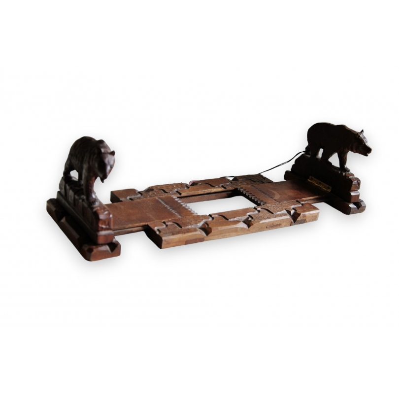 Serre-livres "Ours" en bois sculpté de