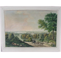 Gravure en couleur "Vue de Londres".