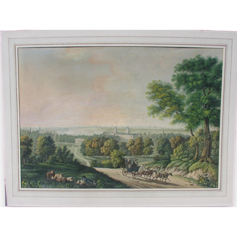 Gravure en couleur "Vue de Londres".