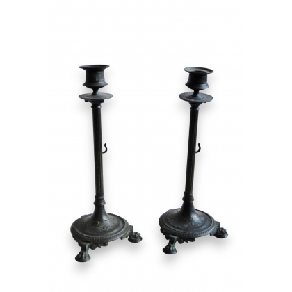 Pair of pewter candlesticks by Moinat SA – Antiques and home décor