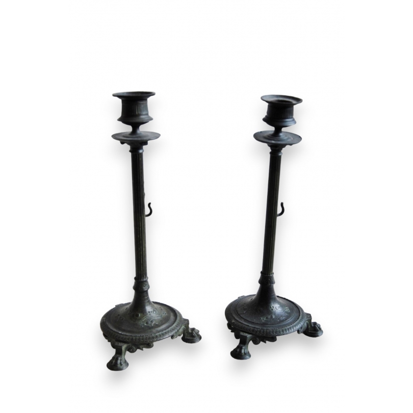 Pair of pewter candlesticks by Moinat SA – Antiques and home décor
