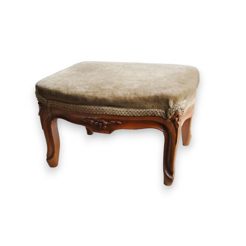 Tabouret de pieds Louis XV en noyer