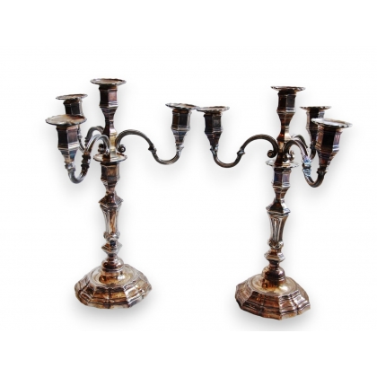 Paire de chandeliers à 4 lumières en sur  Moinat SA  - Antiquités décoration