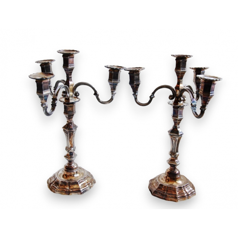  Paire de chandeliers à 4 lumières en sur  Moinat SA  - Antiquités décoration