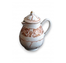 Théière en porcelaine décor rouge et or