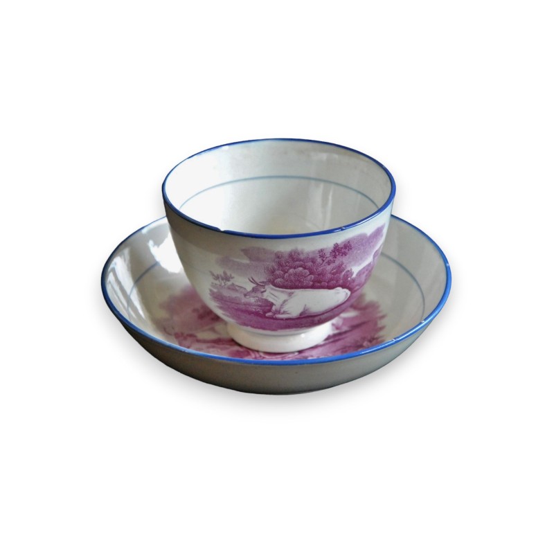 Bol et sous-tasse en porcelaine \"Vaches\"
