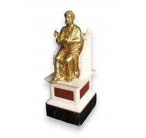 Statue "Saint Pierre trônant", en bronze doré.