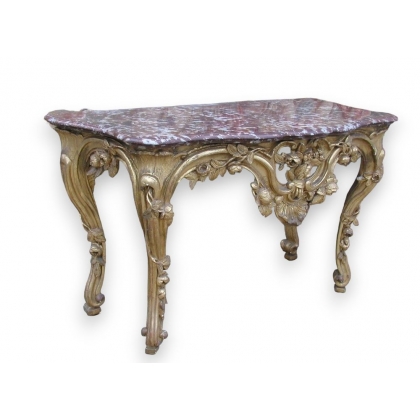 Louis XV console, marble top.