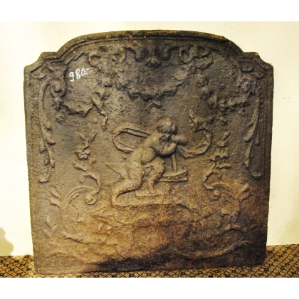  Plaque de cheminée en fonte "Chérubin sur  Moinat SA  - Antiquités décoration
