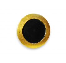 Plateau rond en bois laqué noir et or