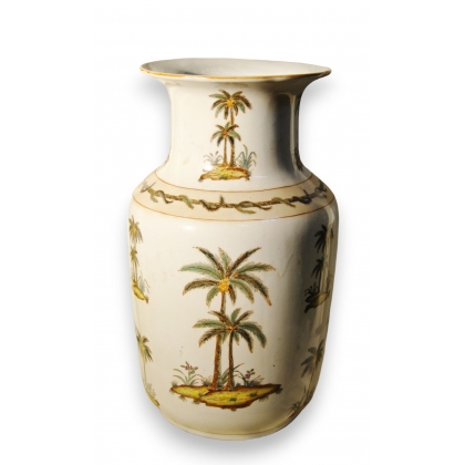 Vase en porcelaine décor palmiers
