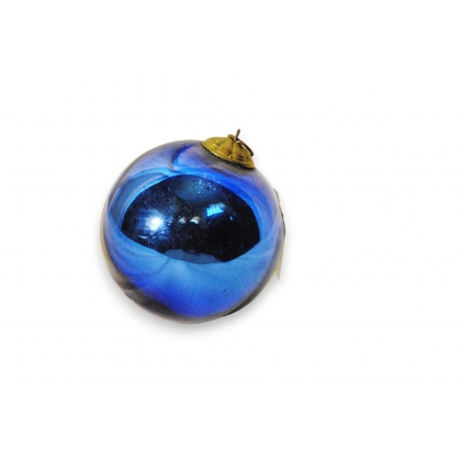 Boule de noël en verre bleu