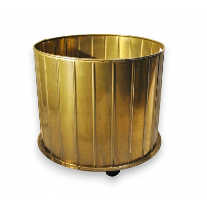 Brass wastepaper basket on castors at  Moinat SA  - Antiques and home décor