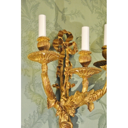  Paire d'appliques style Louis XVI en sur  Moinat SA  - Antiquités décoration