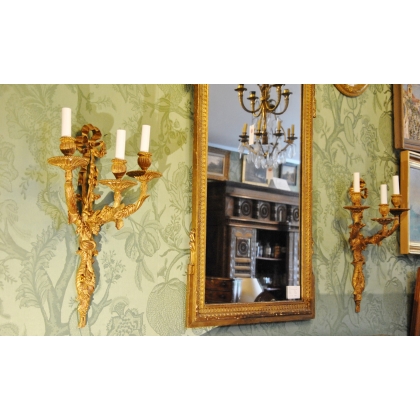  Paire d'appliques style Louis XVI en sur  Moinat SA  - Antiquités décoration