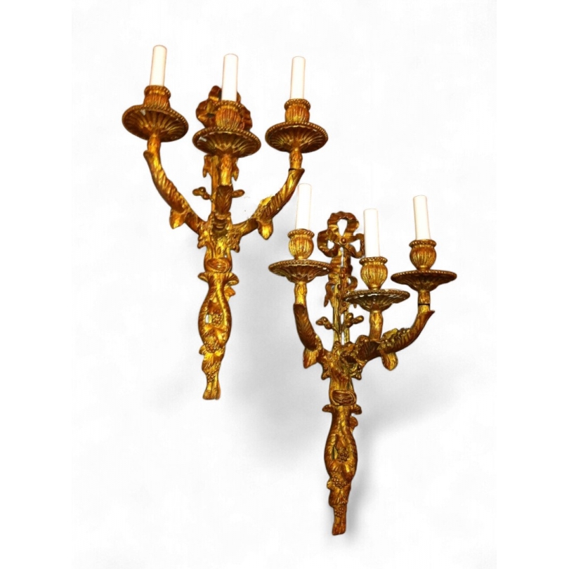  Paire d'appliques style Louis XVI en sur  Moinat SA  - Antiquités décoration