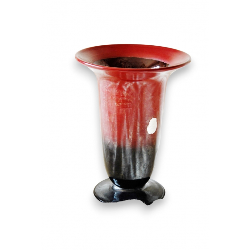  Vase en verre de St-Prex rouge et noir sur  Moinat SA  - Antiquités décoration