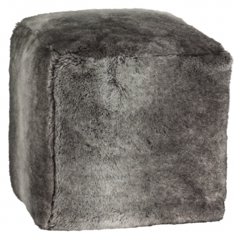 Pouf Cube en fausse fourrure \"Timberwolf\"