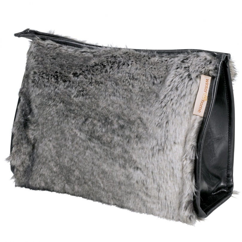 Grand sac de beauté en fausse fourrure
