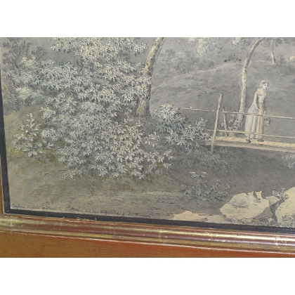 Dessin d'après nature à Talliseil, Zürich.  sur Moinat SA  - Antiquités décoration -  Gouaches, Aquarelles, Pastels
