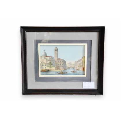 Gravure coloriée "Canal Regio, Venezia"  sur Moinat SA  - Antiquités décoration -  Gravures, Lithos