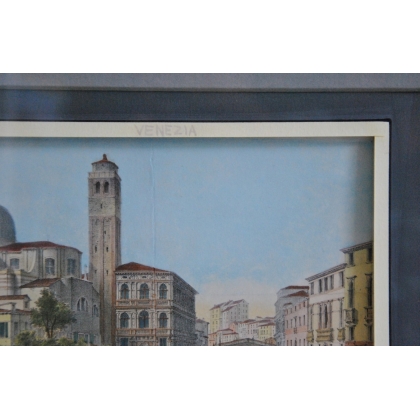 Gravure coloriée "Canal Regio, Venezia"  sur Moinat SA  - Antiquités décoration -  Gravures, Lithos
