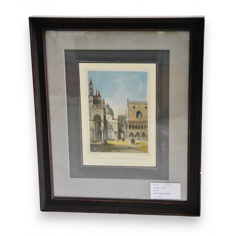 Coloured engraving "Das portal des" by Moinat SA – Antiques and decorative items – Engravings, lithographs
