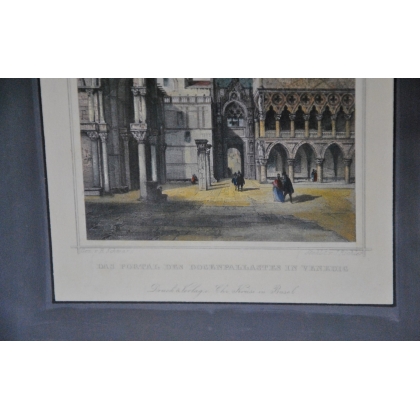 Coloured engraving "Das portal des" by Moinat SA – Antiques and decorative items – Engravings, lithographs