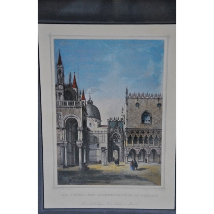 Coloured engraving "Das portal des" by Moinat SA – Antiques and decorative items – Engravings, lithographs
