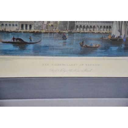 Coloured engraving "Der Dogenpallast in Moinat SA" – Antiques and decorative items – Engravings, lithographs