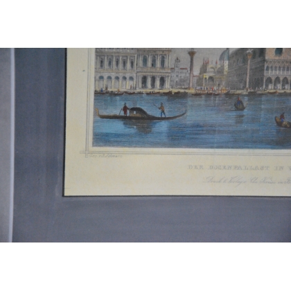 Coloured engraving "Der Dogenpallast in Moinat SA" – Antiques and decorative items – Engravings, lithographs