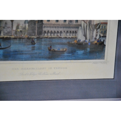 Coloured engraving "Der Dogenpallast in Moinat SA" – Antiques and decorative items – Engravings, lithographs