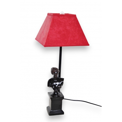  Lampe "Vénus" avec abat-jour carré rouge sur  Moinat SA  - Antiquités décoration