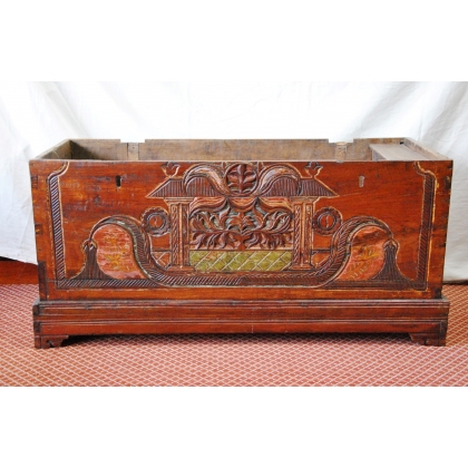 Carved and decorated Thai wooden chest at Moinat SA – Antiques and home décor